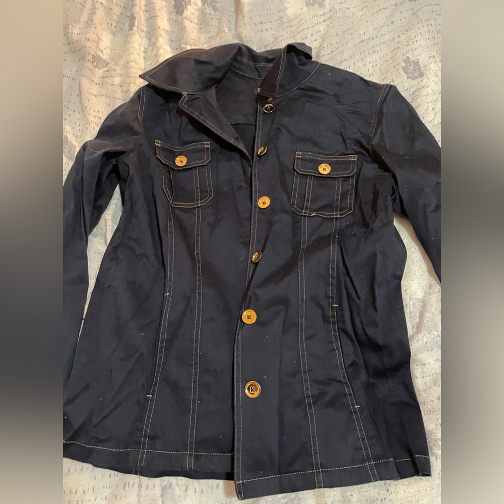 Jones New York Denim Jacket with Gold Buttons